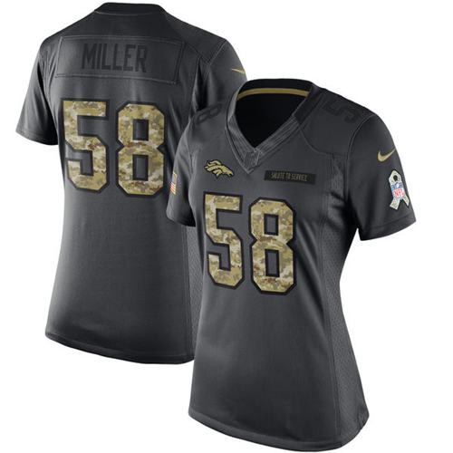 Nike Broncos #58 Von Miller Black Women's Stitched NFL Limited 2016 Salute to Service Jersey